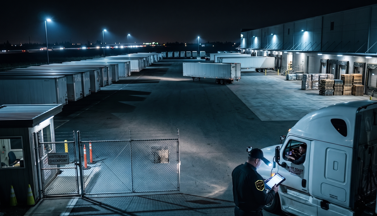 Security Guard Take Duty on A Warehouse GAte at ELK Grove