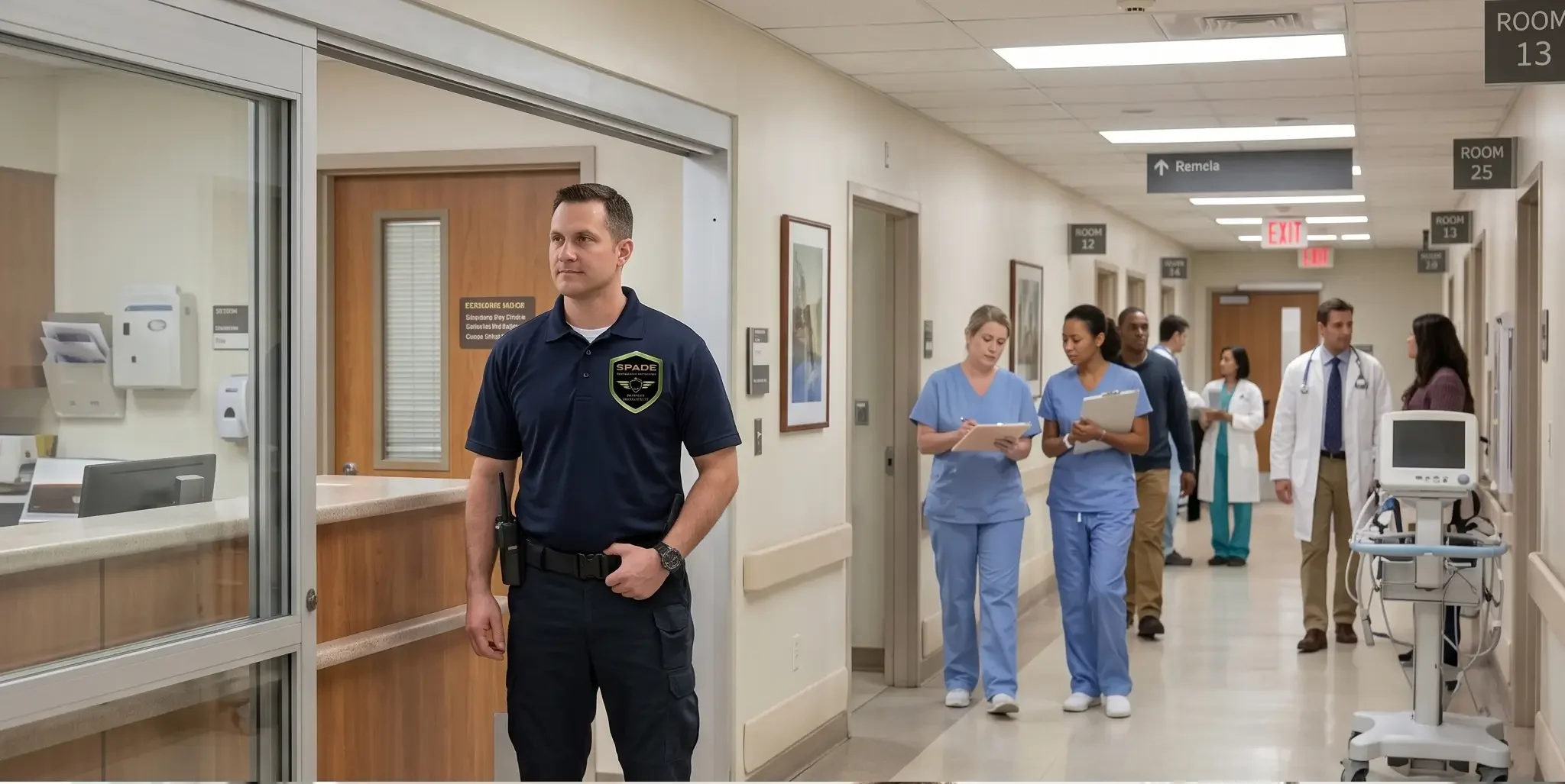 SPADE Security roving inside the healthcare facility