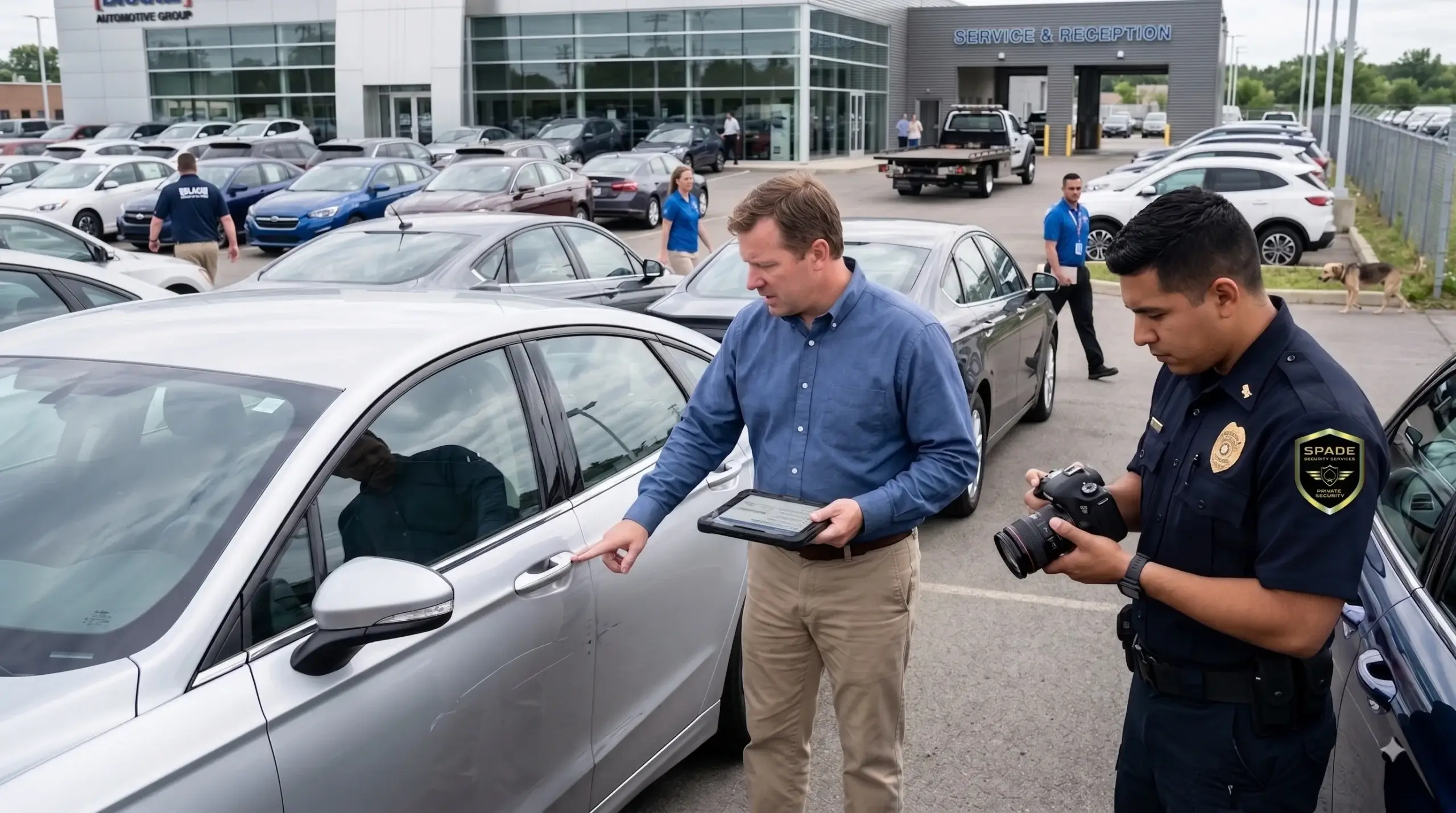 SPADE Security Guard taking photo of car for inventory