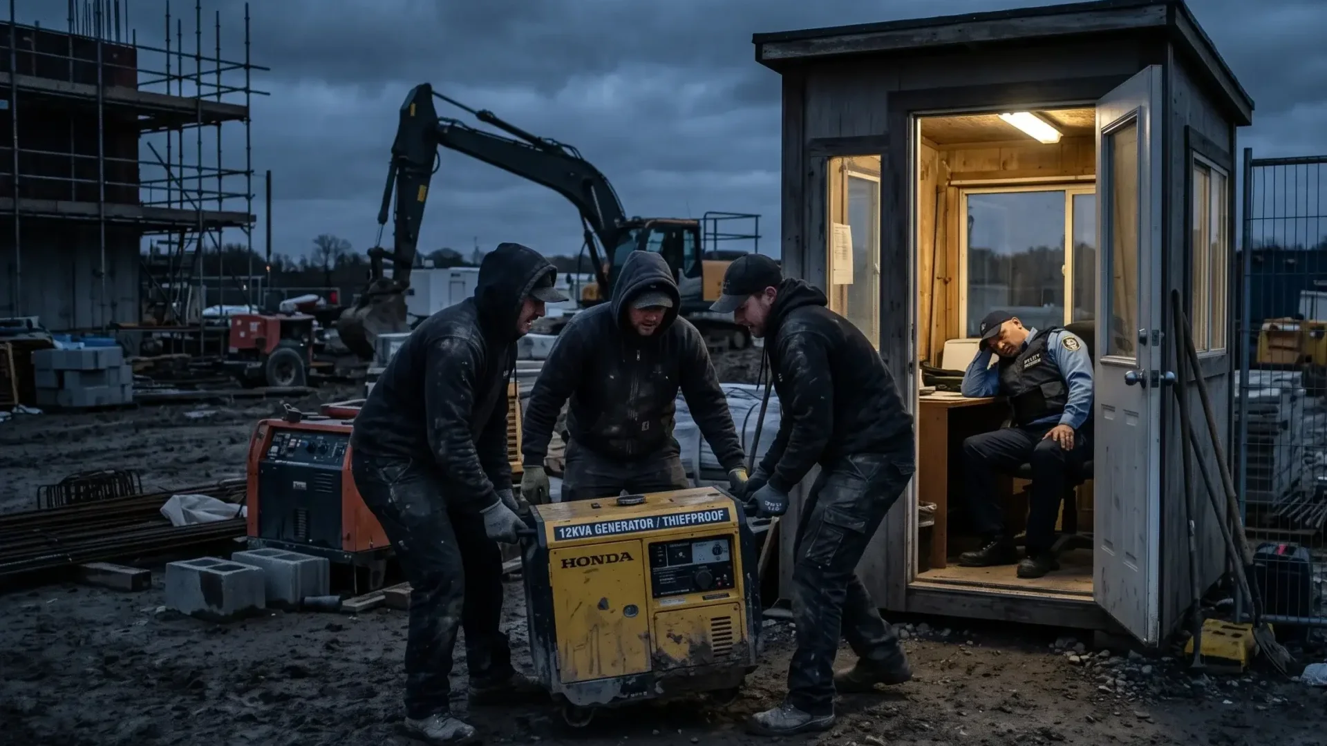 Construction Site thieves penetrate in a light security